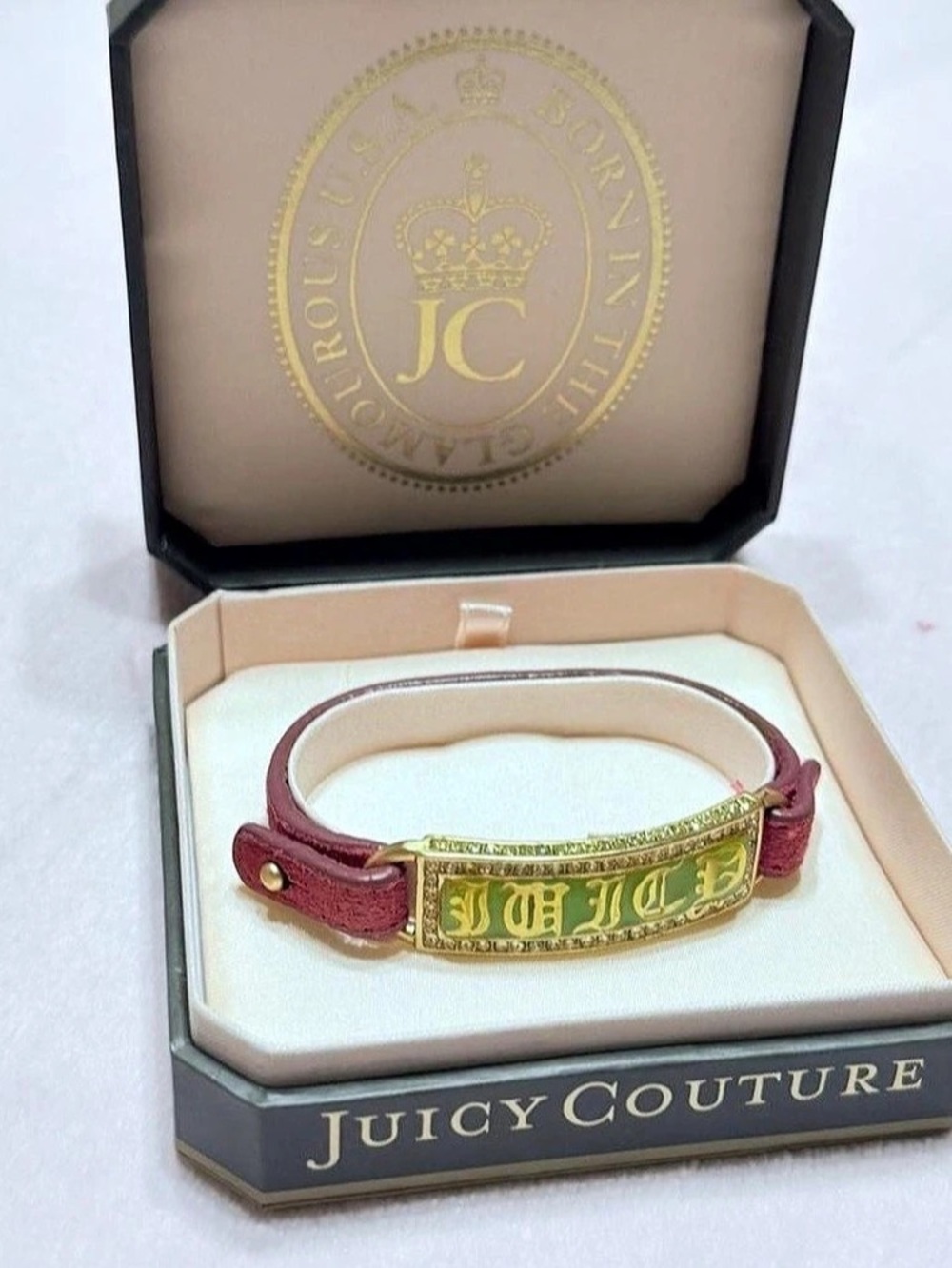 Y2K vintage juicy couture gold green and pink bracelet